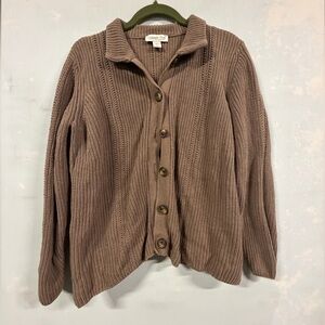 Coldwater Creek Brown Button Front Cardigan